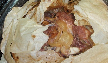 Pork hock in parchment paper